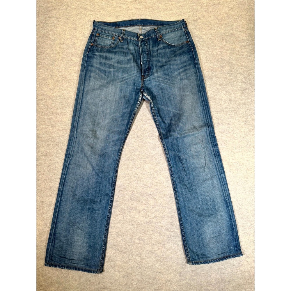 Levis 501 Original Fit Jeans Mens 36x34 Blue Denim High Rise Cotton Straight Leg